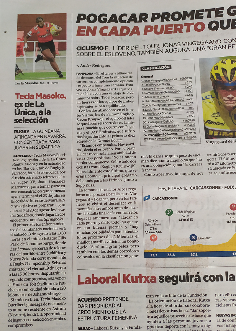 La prensa local se hace eco de la convocatoria de Tecla Masoko